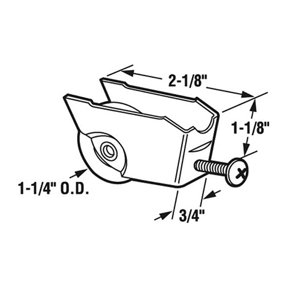 Sliding Door Roller - 1-1/4 Inch Steel - Concave | Patio Door Parts