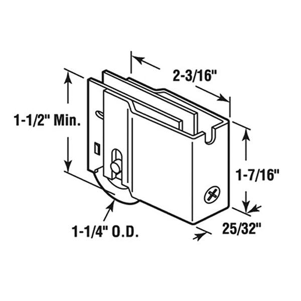 Sliding Door Roller - 1-1/4 Inch Steel - Concave | Patio Door Parts