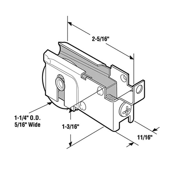 Sliding Door Roller - 1-1/4 Inch Steel - Concave | Patio Door Parts