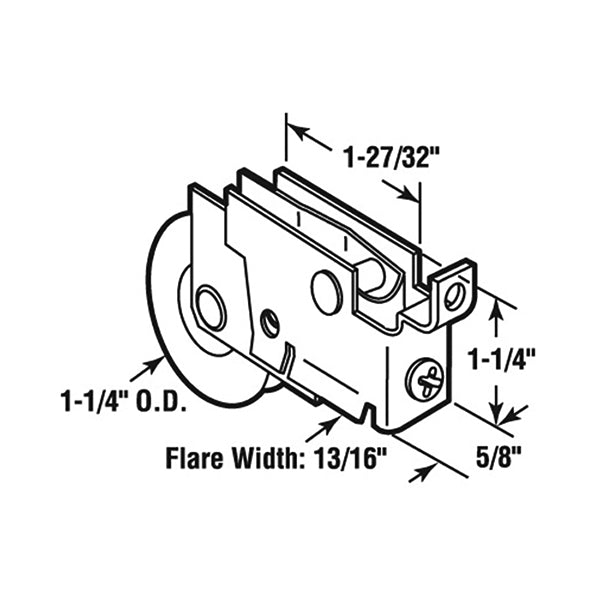 Sliding Door Roller - 1-1/4 Inch Steel - Concave | Patio Door Parts