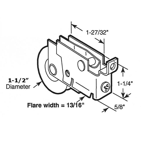 Sliding Door Roller - 1-1/2 Inch Nylon - Concave | Patio Door Parts