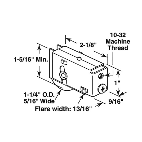 Sliding Door Roller - 1-1/4 Inch Steel - Concave | Patio Door Parts