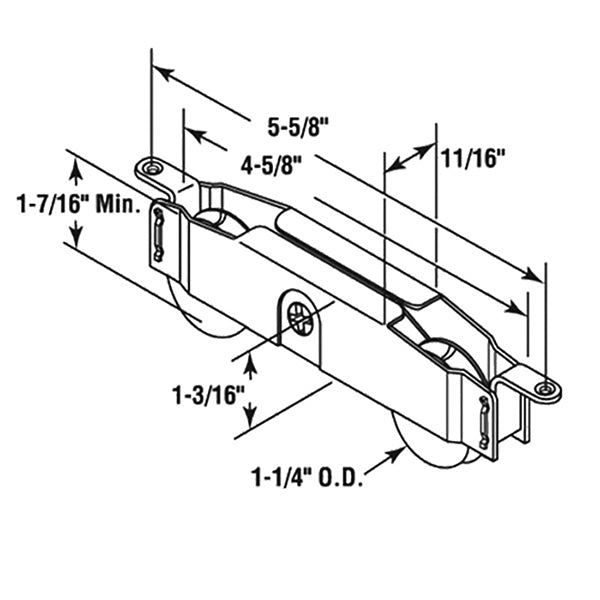 Tandem Sliding Door Roller - 1-1/4 Inch Steel Ball Bearing - Concave | Patio Door Parts