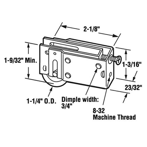 Sliding Door Roller - 1-1/4 Inch Steel - Concave | Patio Door Parts