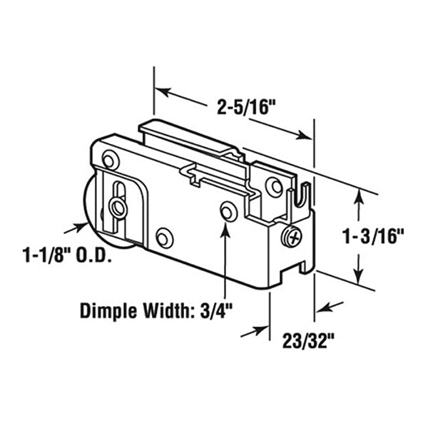 Sliding Door Roller - 1-1/8 Inch Steel - Concave | Patio Door Parts
