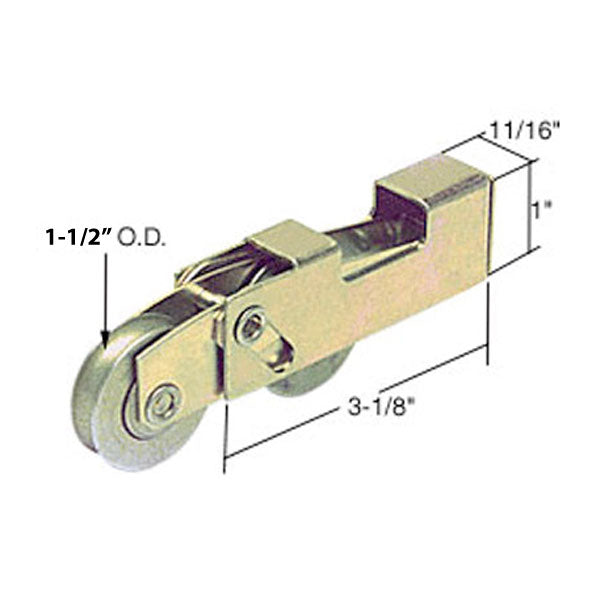 Tandem Sliding Door Roller - 1-1/2 Inch Steel - Concave | Patio Door Parts
