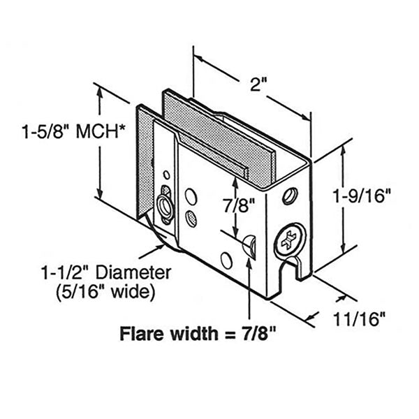 Sliding Door Roller - 1-1/2 Inch Steel - Concave | Patio Door Parts