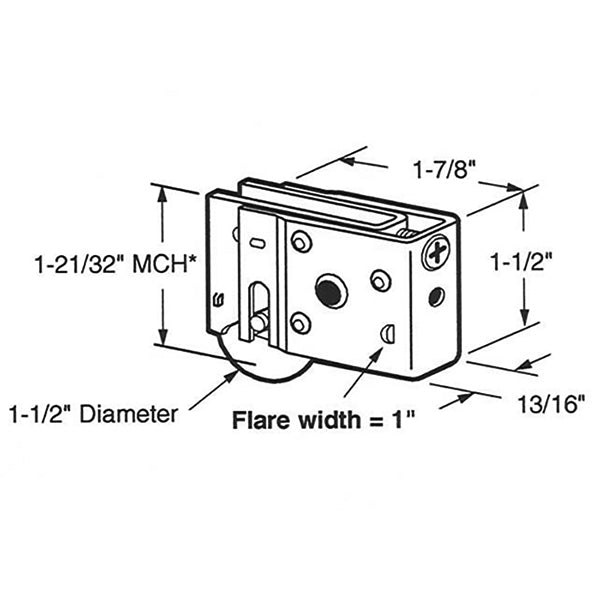 Sliding Door Roller - 1-1/2 Inch Steel - Concave | Patio Door Parts