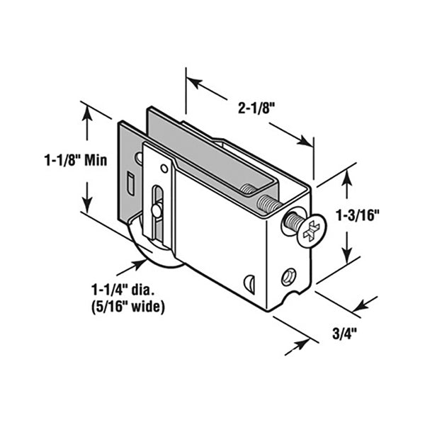 Sliding Door Roller - 1-1/4 Inch Steel - Concave | Patio Door Parts
