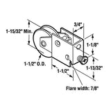 Sliding Door Roller - 1-1/2 Inch Steel - Concave | Patio Door Parts