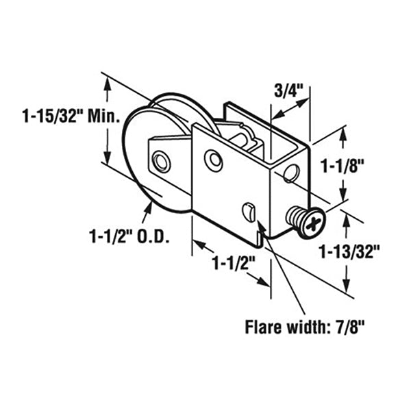 Sliding Door Roller - 1-1/2 Inch Steel - Concave | Patio Door Parts