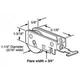 Sliding Door Roller - 1-1/4 Inch Stainless Steel - Concave | Patio Door Parts