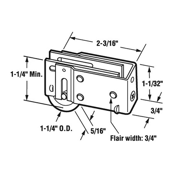 Sliding Door Roller - 1-1/4 Inch Steel - Concave | Patio Door Parts