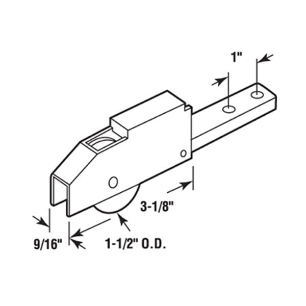 Sliding Door Roller - 1-1/2 Inch Steel - Ball Bearing - Concave | Patio Door Parts