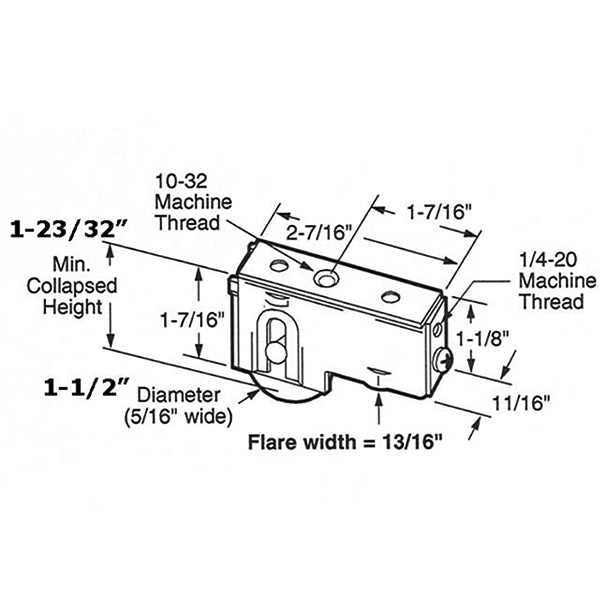 Sliding Door Roller - 1-1/2 Inch Steel - Concave | Patio Door Parts