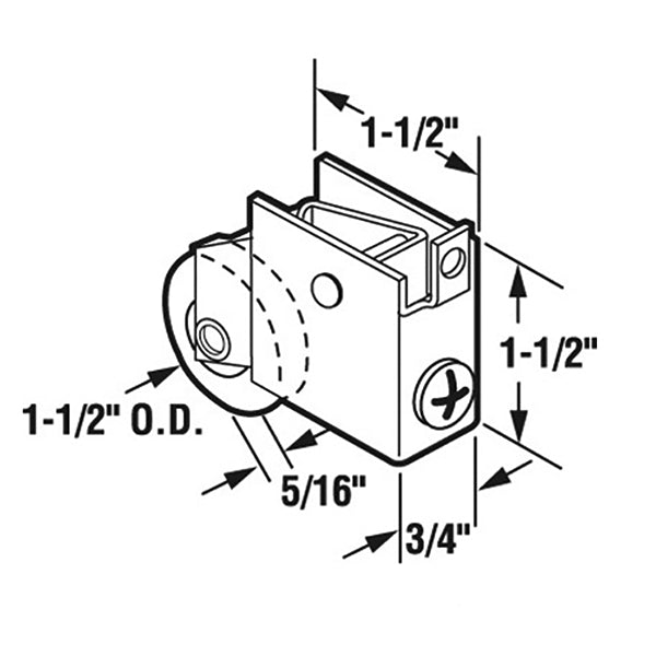 Sliding Door Roller - 1-1/2 Inch Steel - Concave | Patio Door Parts