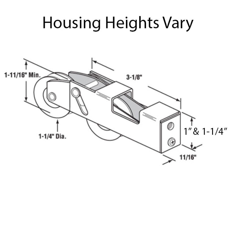 Tandem Sliding Door Roller - 1-1/4 Inch Steel - Concave | Patio Door Parts