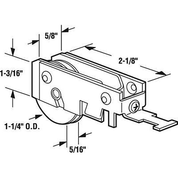 Sliding Door Roller - 1-1/4 Inch Steel - Concave | Patio Door Parts