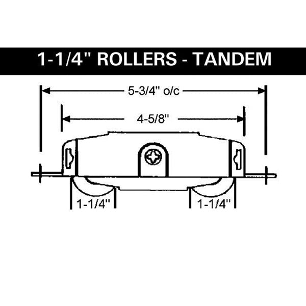 Tandem Sliding Door Roller - 1-1/4 Inch Steel | Patio Door Parts