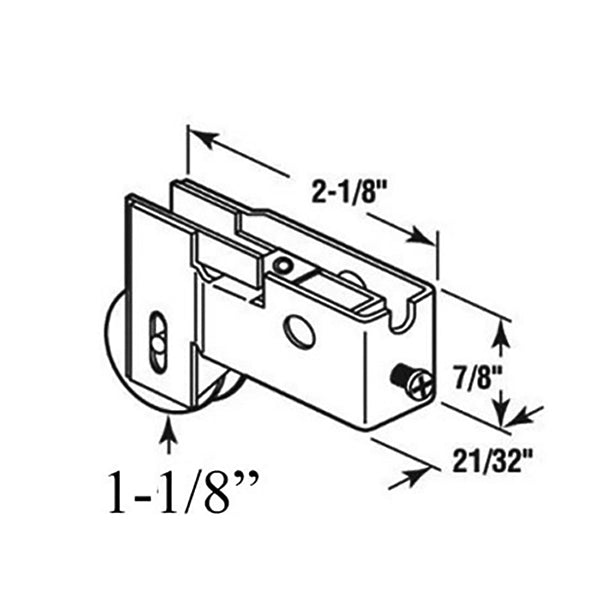 Sliding Door Roller - 1-1/8 Inch Nylon - Concave | Patio Door Parts