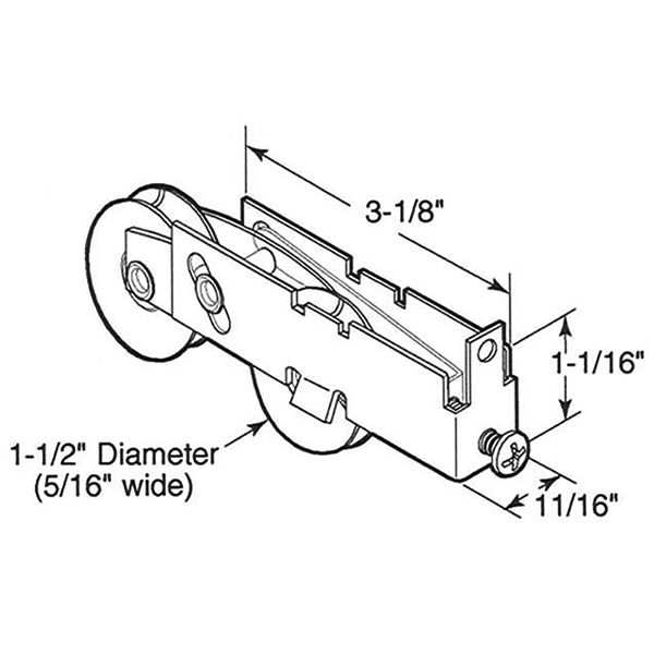 Tandem Sliding Door Roller - 1-1/2 Inch Nylon - Concave | Patio Door Parts