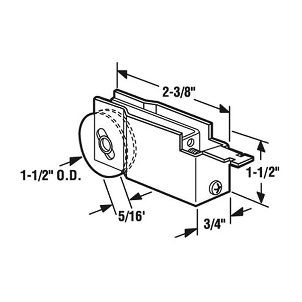 Sliding Door Roller - 1-1/2 Inch Nylon - Concave | Patio Door Parts