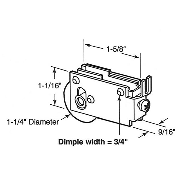 Sliding Door Roller - 1-1/4 Inch Nylon - Concave | Patio Door Parts