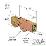 Tandem Sliding Door Roller - 1-1/2 Inch Stainless Steel - Concave | Patio Door Parts