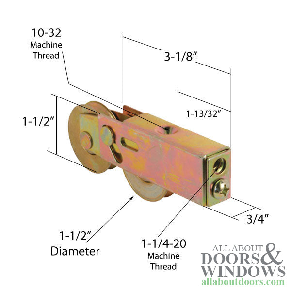 Tandem Sliding Door Roller - 1-1/2 Inch Stainless Steel - Concave | Patio Door Parts