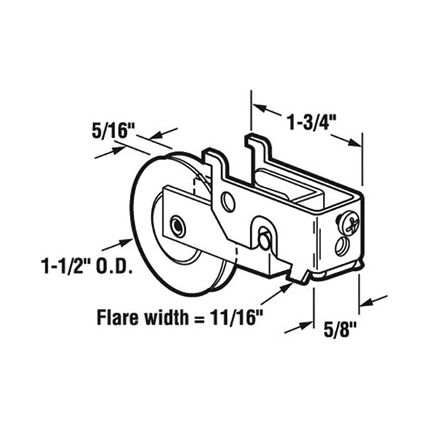 Sliding Door Roller - 1-1/2 Inch Steel - Concave | Patio Door Parts