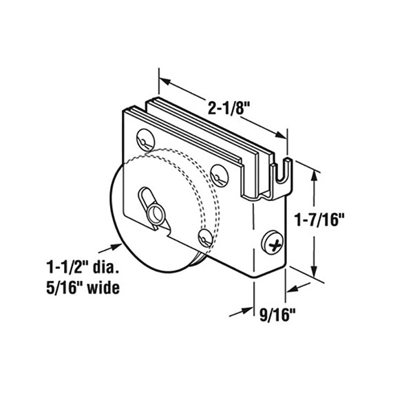 Sliding Door Roller - 1-1/2 Inch Steel - Concave | Patio Door Parts