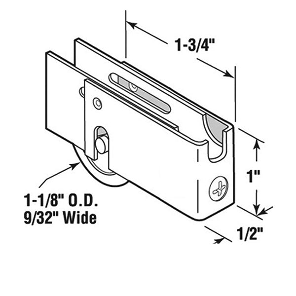 Sliding Door Roller - 1-1/8 Inch Steel - Concave | Patio Door Parts
