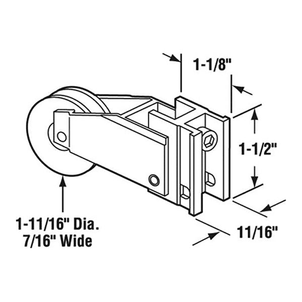 Sliding Door Roller - 1-11/16 Inch Nylon - Concave | Patio Door Parts