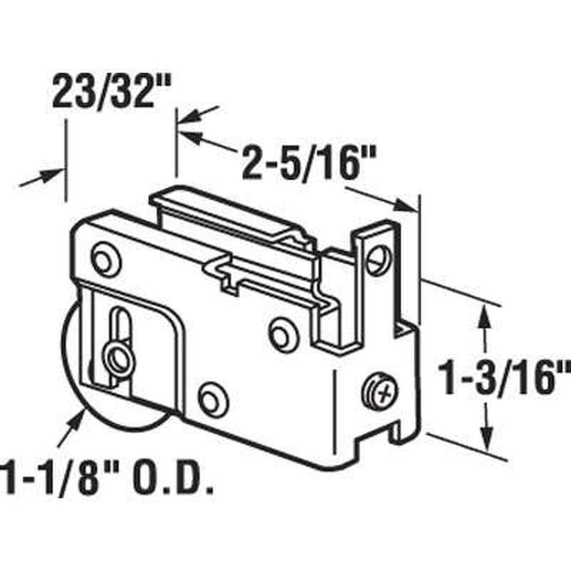Sliding Door Roller - 1-1/8 Inch Steel - Concave | Patio Door Parts