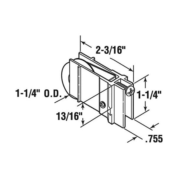 Sliding Door Roller - 1-1/4 Inch Steel - Concave | Patio Door Parts