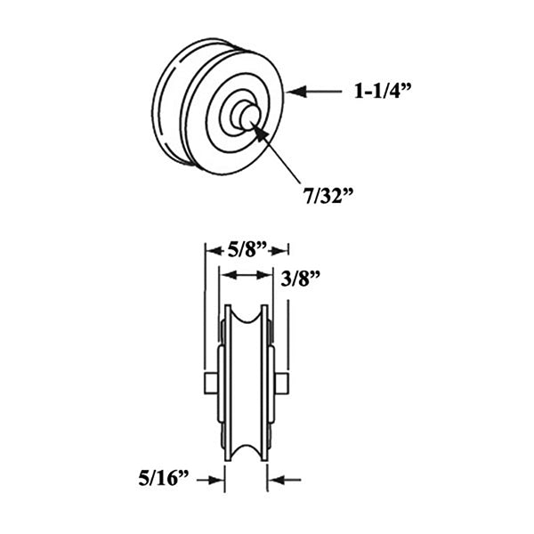 Sliding Door Wheel - 1-1/4 Inch Steel - Concave | Patio Door Parts