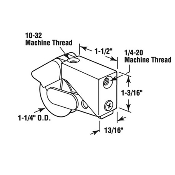 Sliding Door Roller - 1-1/4 Inch Nylon - Concave | Patio Door Parts
