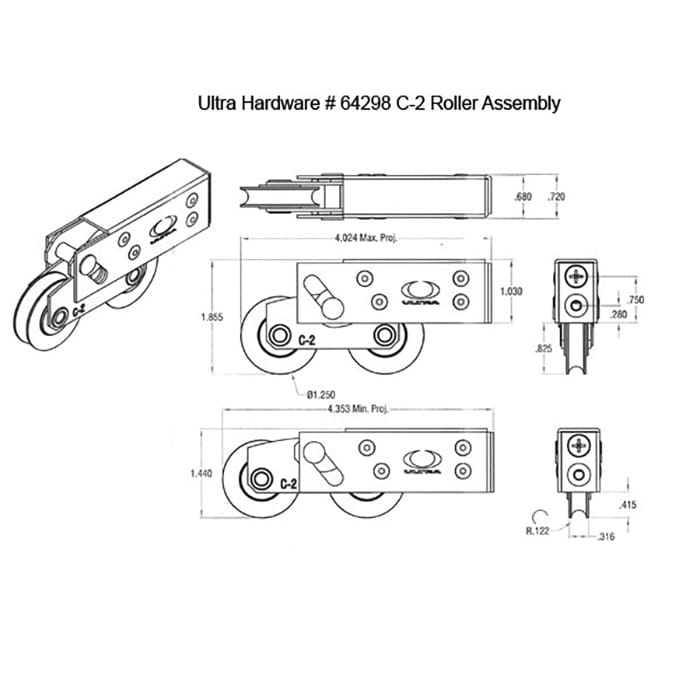 Tandem Sliding Door Roller - 1-1/4 Inch steel | Patio Door Parts