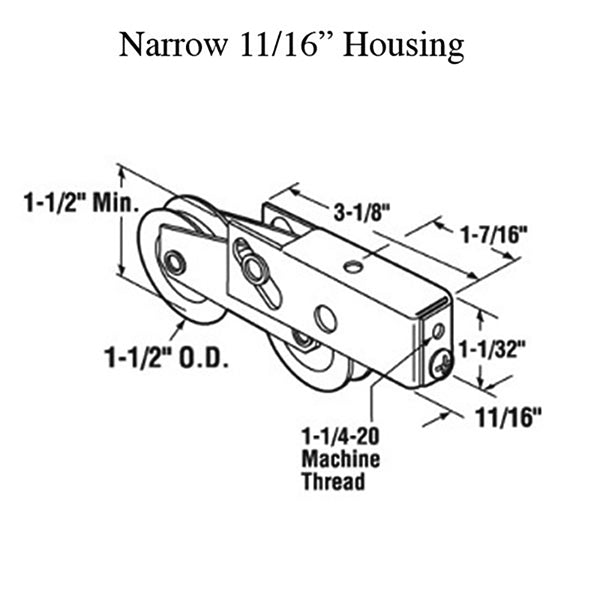 Tandem Sliding Door Roller - 1-1/2 Inch Steel - Concave Edge | Patio Door Parts