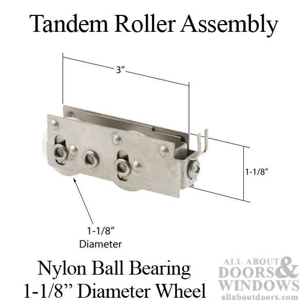 Tandem Sliding Door Roller - 1-1/8 Inch Nylon - center grooved | Patio Door Parts