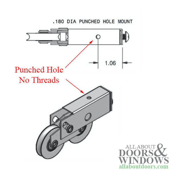 Tandem Sliding Door Roller - 1-1/4 Inch Steel - Concave | Patio Door Parts